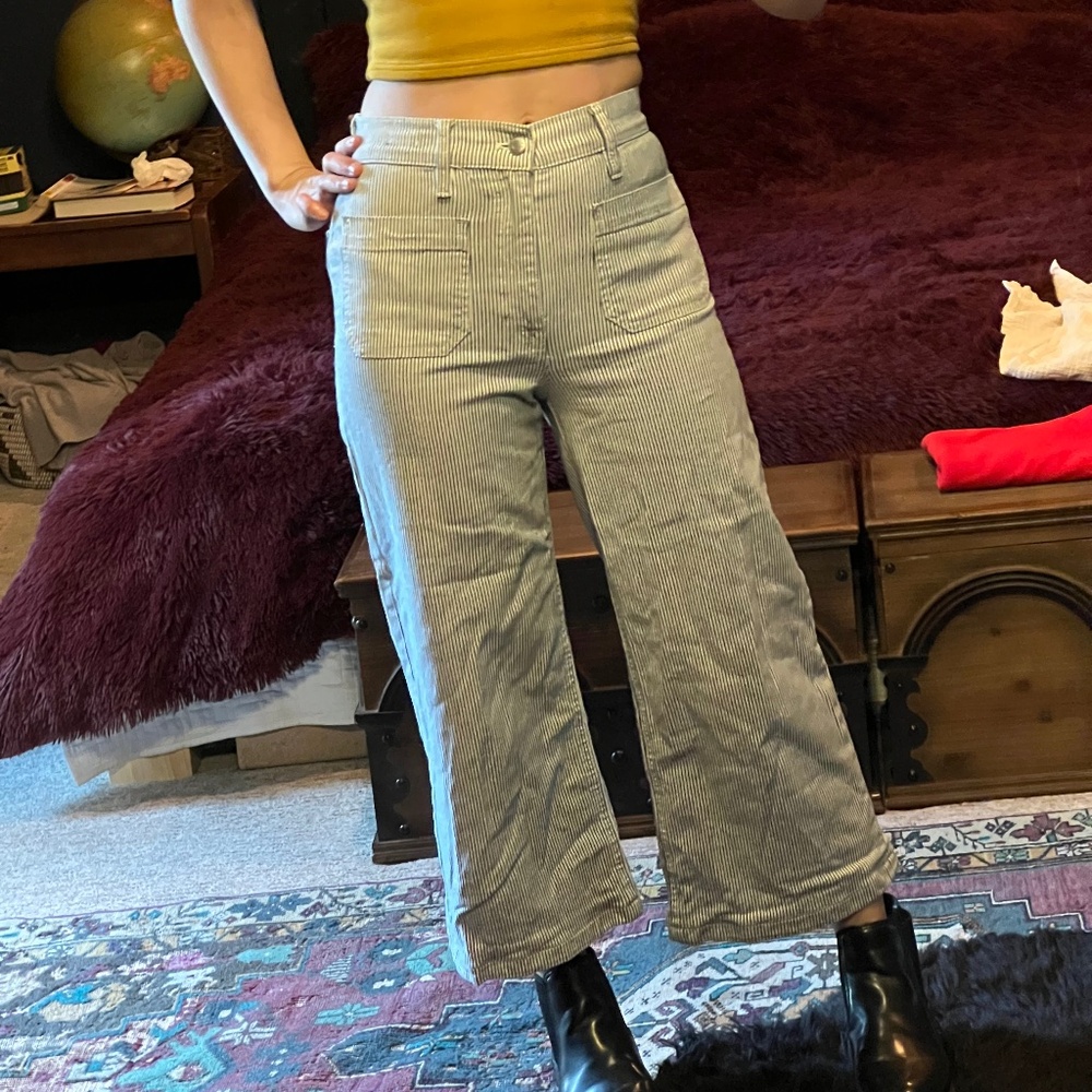 Striped cropped Denim Pants Jeans XS